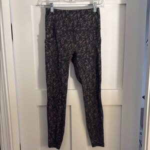 Varley Black and Brown Patterned Leggings with Pockets